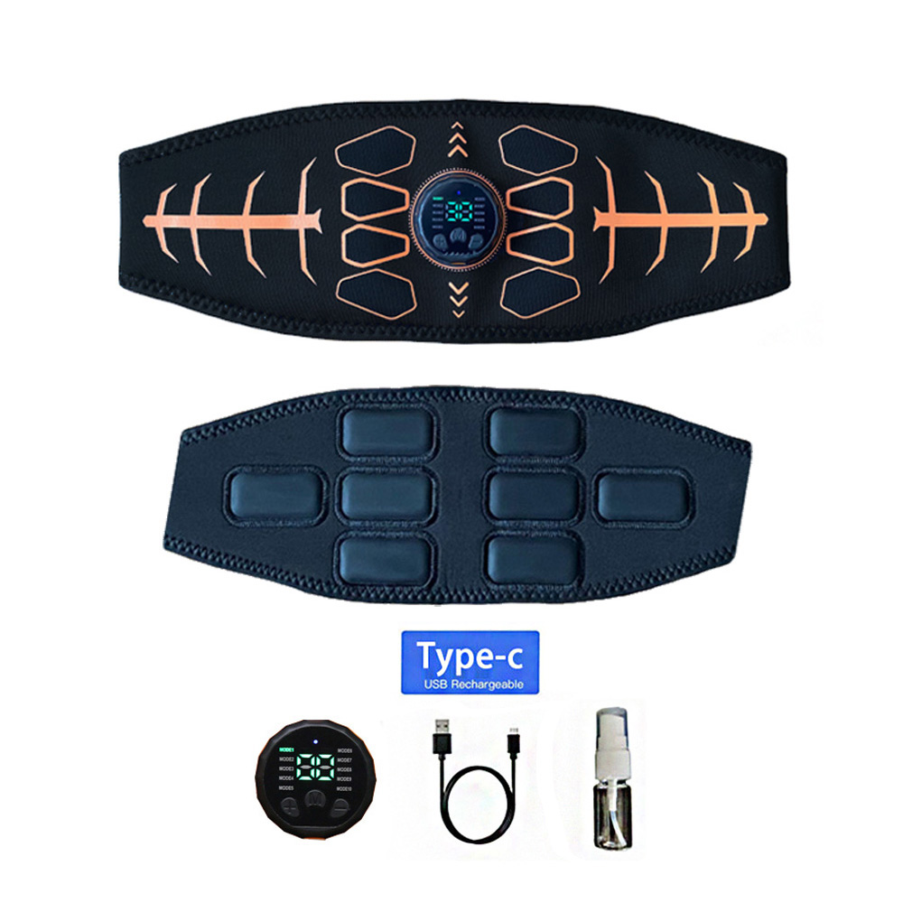 USB Rechargeable Smart Muscle Toner Abdominal Toning Belt with EMS Technology for Muscle Strength and Body Massager Function - Portable Home Gym Training Essential with Adjustable Comfort Fit