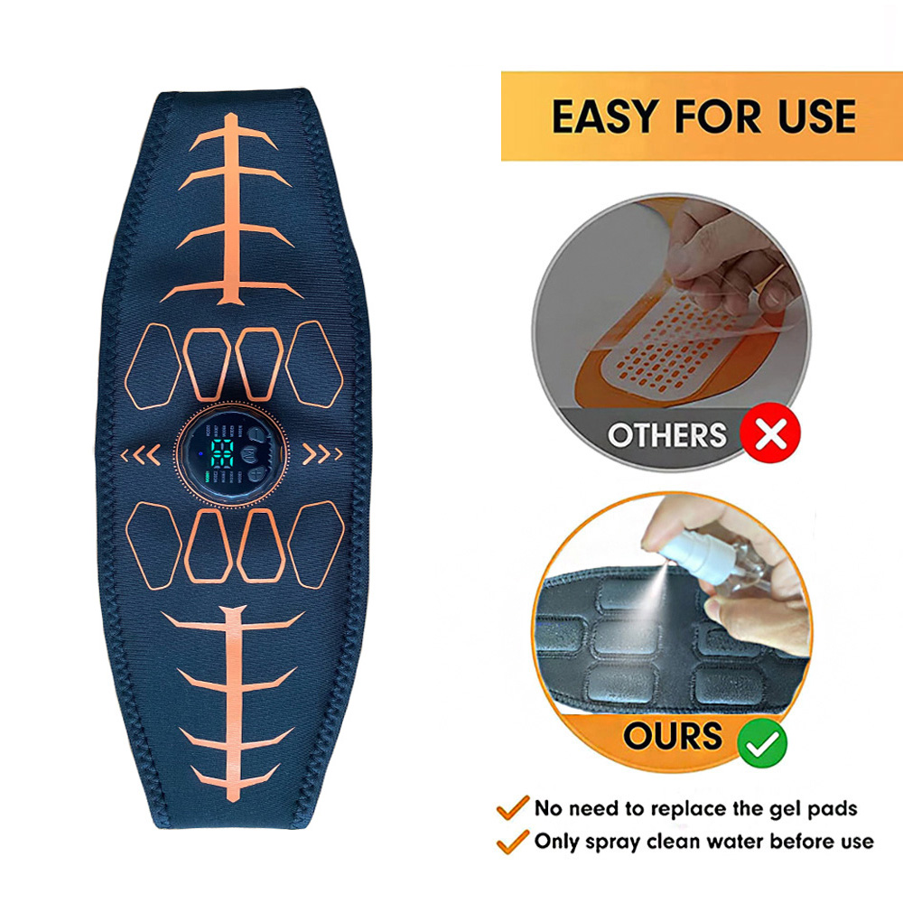 USB Rechargeable Smart Muscle Toner Abdominal Toning Belt with EMS Technology for Muscle Strength and Body Massager Function - Portable Home Gym Training Essential with Adjustable Comfort Fit