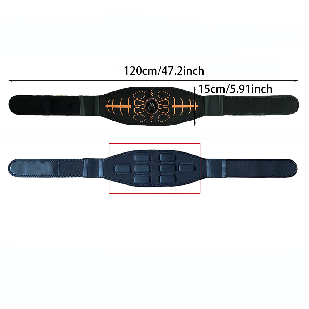 USB Rechargeable Smart Muscle Toner Abdominal Toning Belt with EMS Technology for Muscle Strength and Body Massager Function - Portable Home Gym Training Essential with Adjustable Comfort Fit