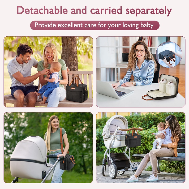 Portable Double Layer Breast Pump Bag with Insulated Cooler Compartment - Travel-Friendly Organizer for Wearable Pumps, Bottles, and Accessories - Durable, Easy-to-Clean Design for On-The-Go Moms