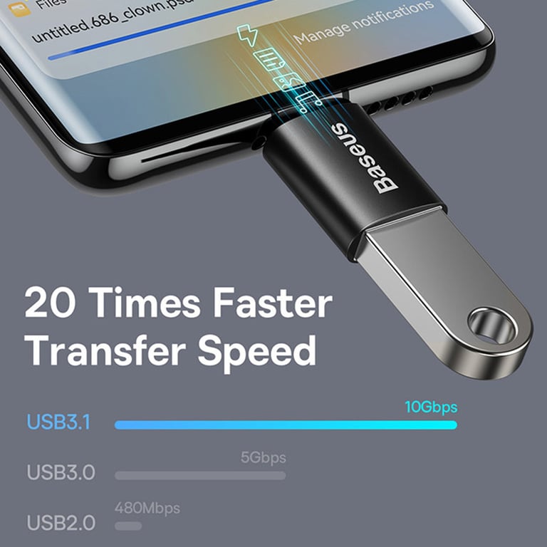 Baseus USB 3.1 Adapter OTG Type C to USB Adapter - High-Speed Data Transfer, Wide Compatibility, Plug and Play, Premium Materials, Durable and Reliable, Compact and Sleek Design - for MacBook Pro, Samsung S20 S10 and More