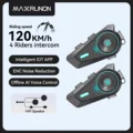 MAXRUNON D10 Motorcycle Bluetooth Intercom Helmet Headset with AI Voice Control, Enhanced Noise Cancellation, IPX7 Waterproof Rating, FM Radio, Bluetooth 5.4, and User-Friendly App Integration for Seamless Communication and Safe Riding Experience