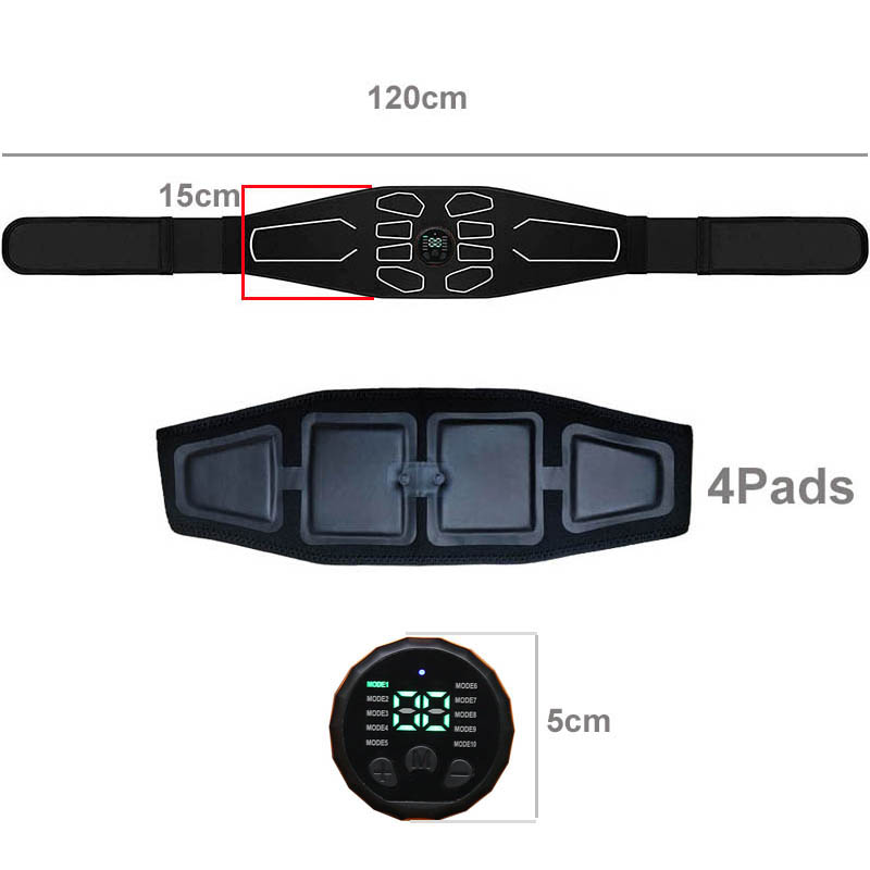 120cm Abdominal Massager Waist Belt with Adjustable Intensity Levels for Effective Muscle Toning and Enhanced Core Strength - Portable EMS Fitness Equipment for Targeted Abdominal Training at Home, Office, or On-the-Go