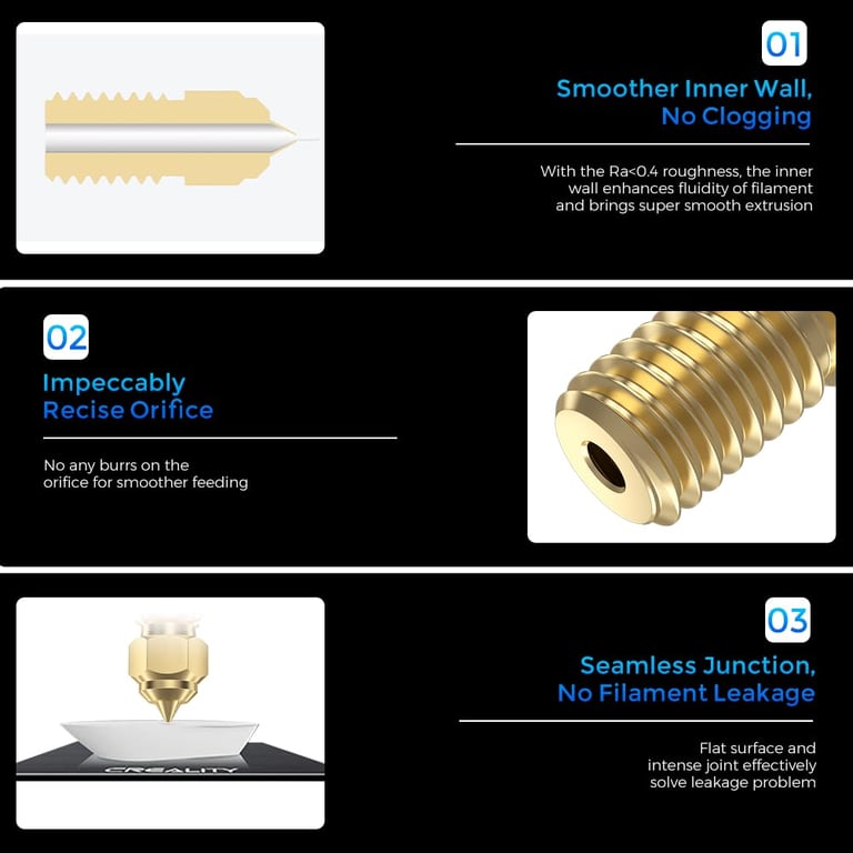 Official Creality Ender 3 V3 SE 0.4mm Brass Nozzles (5PCS) for Ender 5, S1, Ender 7 3D Printers - High-Speed Printing, Heat Resistance, Easy Installation - Premium Quality for Detailed and Accurate Prints, Value Pack for Beginners and Enthusiasts