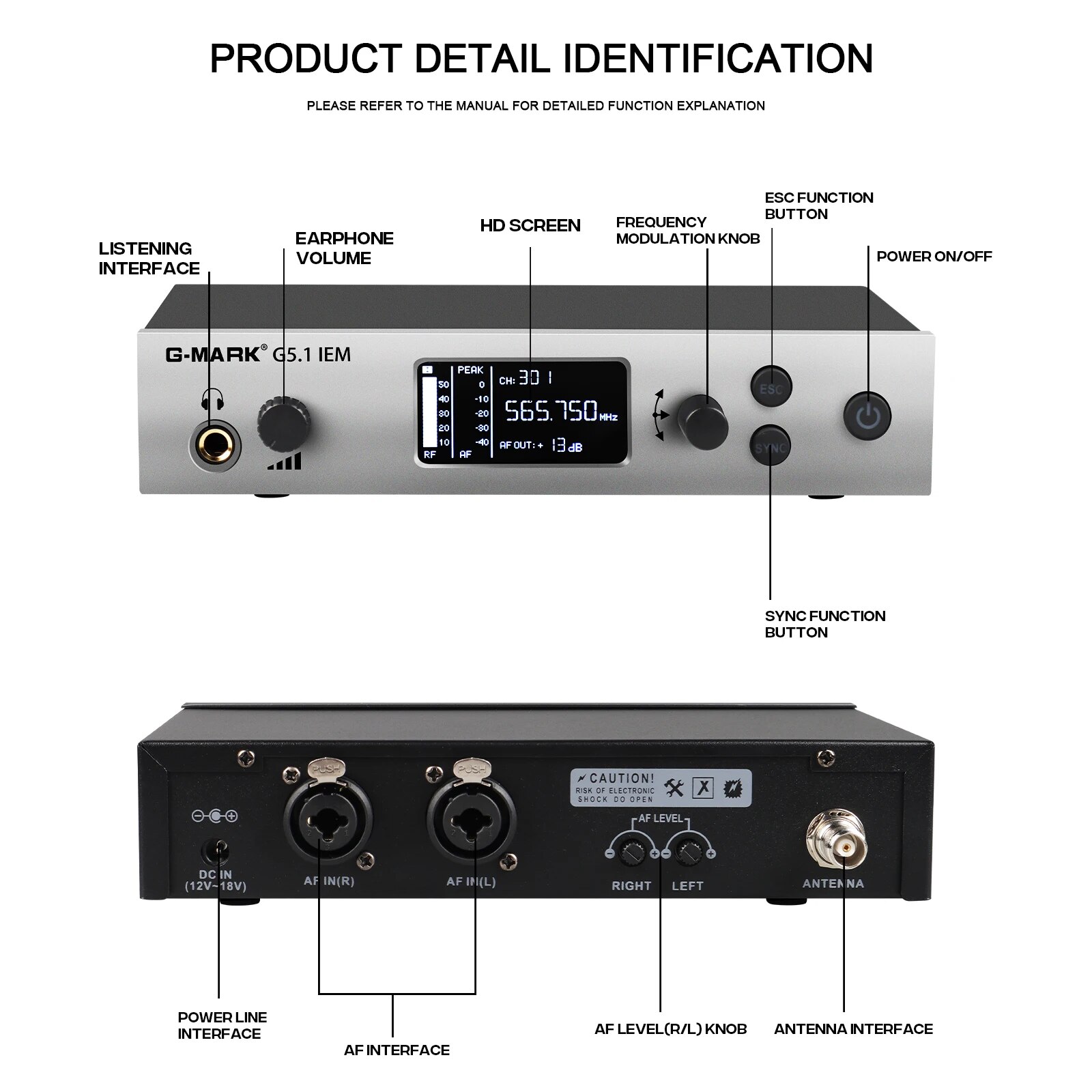 G-MARK G5.1IEM UHF Mono Single Channel Wireless In Ear Monitor System with Superior Sound Quality, Frequency Flexibility, Comfortable Fit, Easy to Use Controls, and Durable Construction for Singers, Performers, and DJs