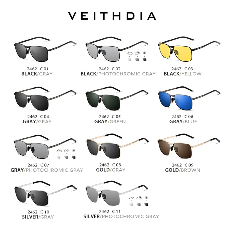 VEITHDIA Brand Men's Vintage Sports Sunglasses with Polarized UV400 Lens, Durable Construction, and Comfortable Fit - Stylish Vintage Design for Outdoor Activities and Sports, Scratch-Resistant Lenses, Adjustable Nose Pads, Lightweight Frame - Ideal for Hiking, Fishing, Cycling, and More