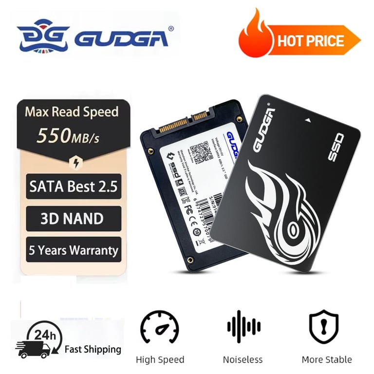 GUDGA 2.5" SATA3 SSD 128GB-512GB High-Speed Performance & Reliable Storage Solution for PC, Laptop, Desktop - Easy Installation & Cost-Effective Upgrade - SATA3 Interface, Durability & Compatibility - Blazing-Fast Read & Write Speeds, Improved Performance & Data Safety