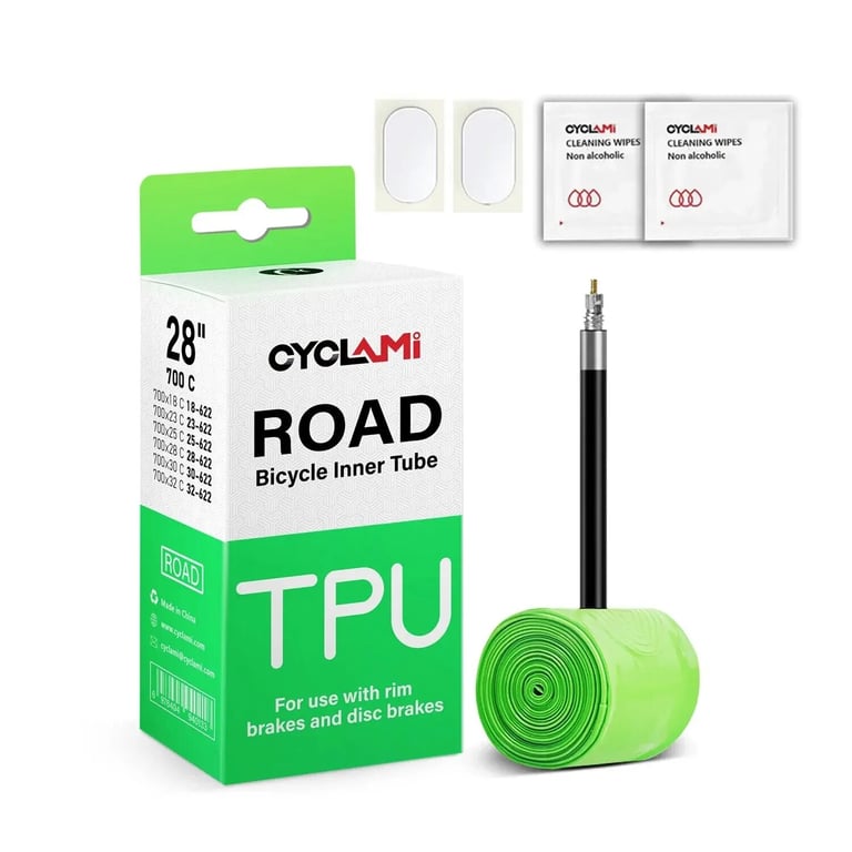 CYCLAMI Ultralight 30g Bike Inner Tube for 700C 18-32 Road Bicycle Tires - Durable TPU Material, French Valve Options, Smooth Ride Performance, Reliable and Convenient Replacement Spare for Road Cycling Adventures
