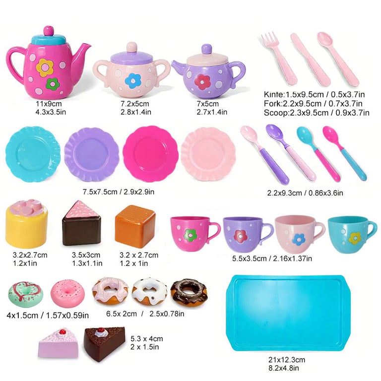 Tea Party Fun Playset for Kids - Complete Pretend Play Tea Set with Kettle, Cookies, and Play Food - Interactive Tea Party Toy for Boys and Girls - Great Gift Idea for Creative Playtime - Durable and Safe Materials for Long-Lasting Fun and Enjoyment