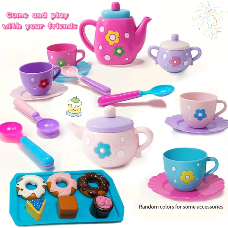 Tea Party Fun Playset for Kids - Complete Pretend Play Tea Set with Kettle, Cookies, and Play Food - Interactive Tea Party Toy for Boys and Girls - Great Gift Idea for Creative Playtime - Durable and Safe Materials for Long-Lasting Fun and Enjoyment