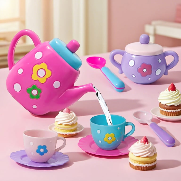 Tea Party Fun Playset for Kids - Complete Pretend Play Tea Set with Kettle, Cookies, and Play Food - Interactive Tea Party Toy for Boys and Girls - Great Gift Idea for Creative Playtime - Durable and Safe Materials for Long-Lasting Fun and Enjoyment