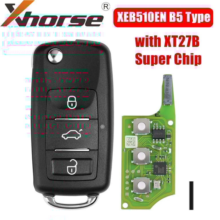 Xhorse XEB510EN Volkswagen B5 Type Super Remote with Advanced XT27B Super Chip Technology for Enhanced Security and Easy Programming, Durable Construction for Long-Lasting Performance and Perfect Compatibility with Keyless Entry System