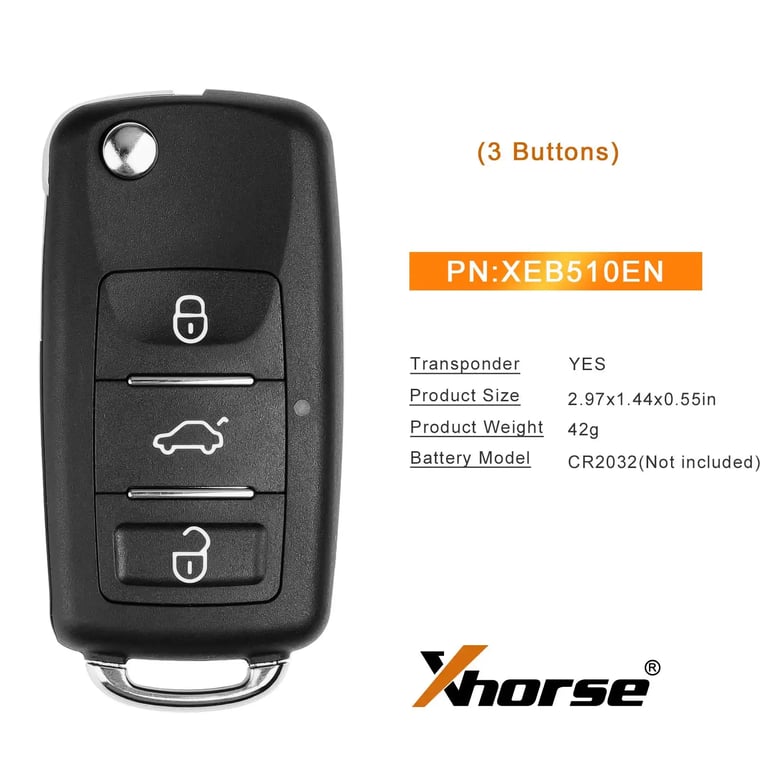 Xhorse XEB510EN Volkswagen B5 Type Super Remote with Advanced XT27B Super Chip Technology for Enhanced Security and Easy Programming, Durable Construction for Long-Lasting Performance and Perfect Compatibility with Keyless Entry System