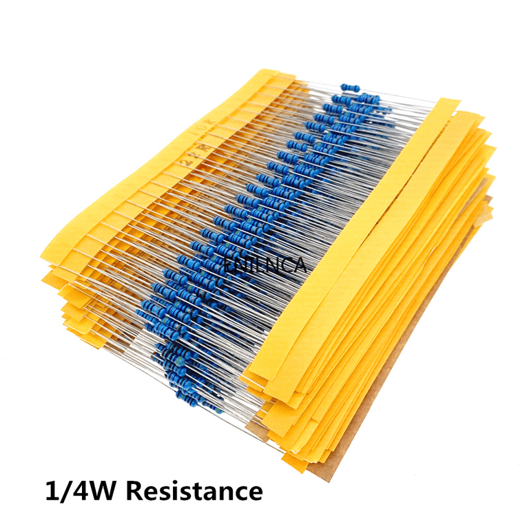 600-Piece High-Quality Metal Film Resistor Kit - 1/4W, 1% Tolerance, Assorted Values 1K ohm to 1M ohm - Ideal for Electronic Projects, Circuit Prototyping, DIY Electronics - Durable and Reliable - Conveniently Organized for Easy Access and Storage