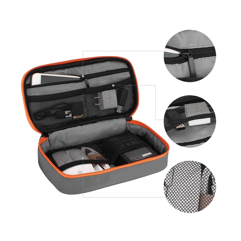 Water-Resistant Nylon Travel Case for Electronics and Accessories with Multiple Compartments and Pockets - Durable, Compact, and Versatile Gadget Organizer Bag for iPad, Cables, Power Bank, USB Flash Drives, Chargers - Ideal for Business Trips, Leisure Travel, and Daily Use - Stylish and Practical Gift