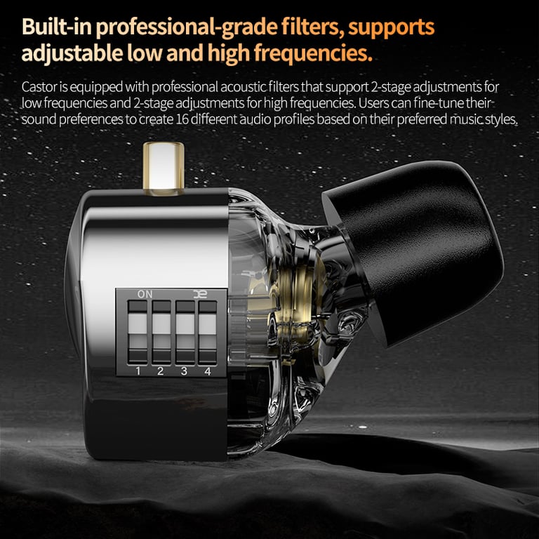 KZ Castor HiFi Earphone with 2 Dynamic Balanced Armature Drivers, Professional Monitoring, Active Noise Cancelling, Ergonomic Design, and Durable Construction for Exceptional Sound Quality and Immersive Listening Experience in Noisy Environments