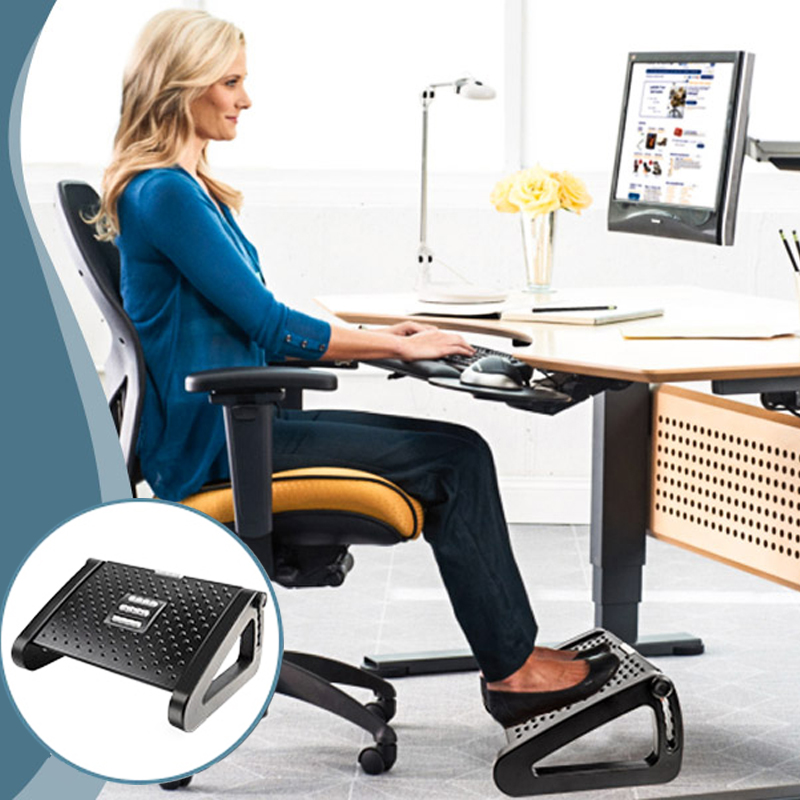Ergonomic Under Desk Footrest with Massage Rollers and Desk Leg Rest - Pain Relief for Home Office Work - Improve Posture and Reduce Fatigue - Adjustable Height for Comfort and Well-Being