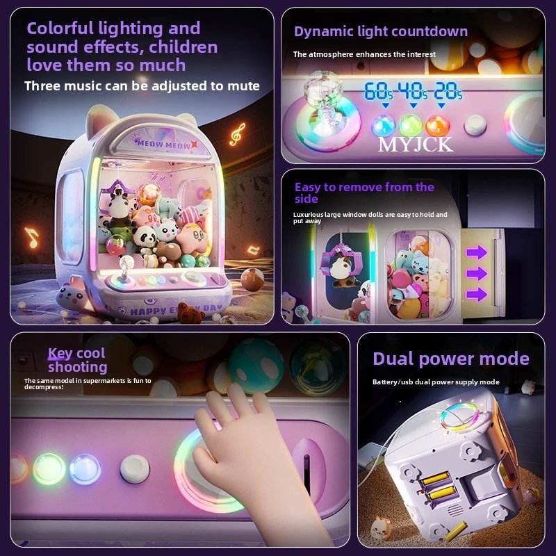 DIY Automatic Doll Machine - Coin-Operated Mini Claw Catch Toy Crane Game with Music Doll Inside | Interactive Sound Effects, Educational Benefits for Kids | Perfect Christmas Gift, Durable & Safe Design for Hours of Fun