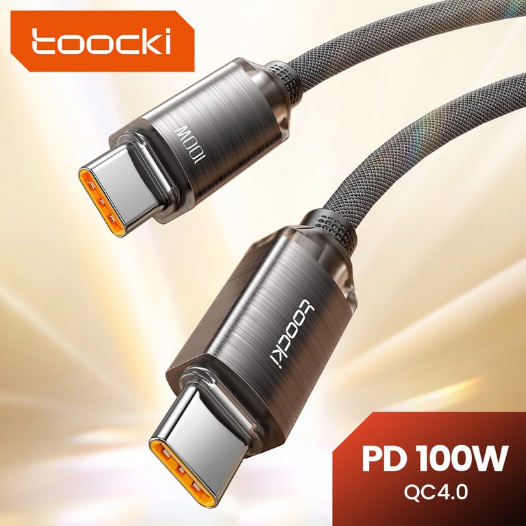 Toocki PD100W Fast Charging Cable - 100W High-Speed USB C to C Cable for iPhone 15, Samsung, Xiaomi - Durable & Reliable Charging Solution - Secure Connection & Multi-Device Compatibility - Flexible & Tangle-Free Design for Hassle-Free Charging