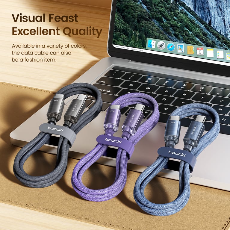 Toocki PD100W Fast Charging Cable - 100W High-Speed USB C to C Cable for iPhone 15, Samsung, Xiaomi - Durable & Reliable Charging Solution - Secure Connection & Multi-Device Compatibility - Flexible & Tangle-Free Design for Hassle-Free Charging