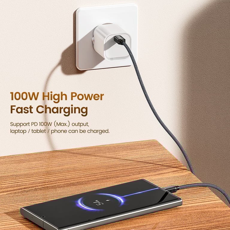 Toocki PD100W Fast Charging Cable - 100W High-Speed USB C to C Cable for iPhone 15, Samsung, Xiaomi - Durable & Reliable Charging Solution - Secure Connection & Multi-Device Compatibility - Flexible & Tangle-Free Design for Hassle-Free Charging