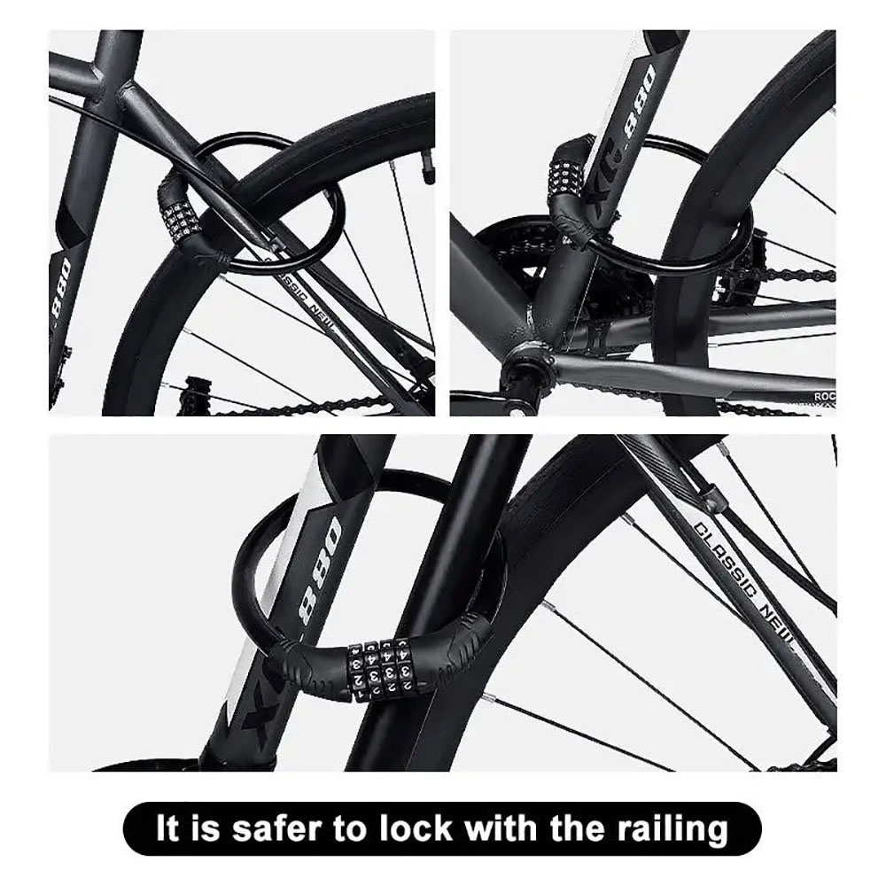 Heavy-Duty Stainless Steel Bicycle Cable Lock with 4-Digit Combination Code for Ultimate Anti-Theft Protection - Portable and Versatile Security Solution for Bikes, Gates, Fences, Toolboxes - Durable, Easy-to-Use Lock for Cyclists On the Go