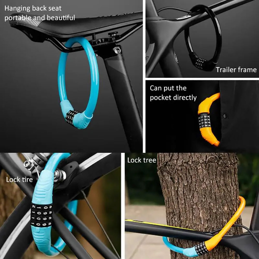 Heavy-Duty Stainless Steel Bicycle Cable Lock with 4-Digit Combination Code for Ultimate Anti-Theft Protection - Portable and Versatile Security Solution for Bikes, Gates, Fences, Toolboxes - Durable, Easy-to-Use Lock for Cyclists On the Go