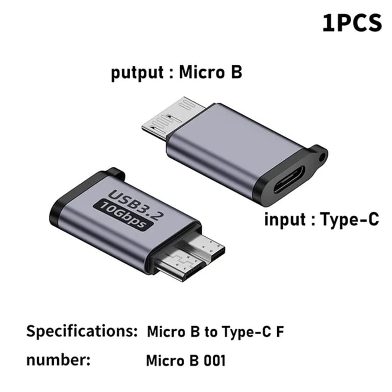 High-Speed Data Transfer Micro B USB C 3.0 Male to Type C Female Adapter for Fast File Transfers, Enhanced Connectivity, Compact and Portable Design, Durable Construction, Wide Compatibility - Ideal for External Hard Drives, Laptops, Tablets, and More