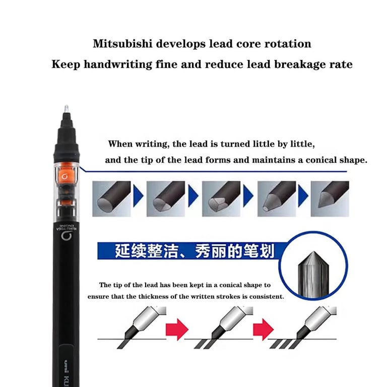 UNI Kuru Toga Mechanical Pencil M5-452 - Innovative Rotating Lead Mechanism, 0.5mm Fine Point for Precision Drawing, Low Center of Gravity for Comfort, Durable Construction, Ideal for School, Office, Artists, Architects, and Designers