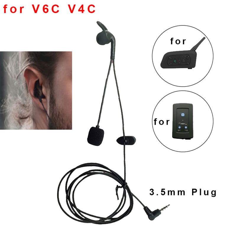 High-Quality 1PC 3.5mm Plug-In Ear Headphones for FBIM V6/V6C/V4/V4C Interphone Systems - Clear Sound, Ergonomic Design, Durable Construction - Easy to Use with Universal Compatibility - Ideal for Referees, Intercom Users, and Professionals