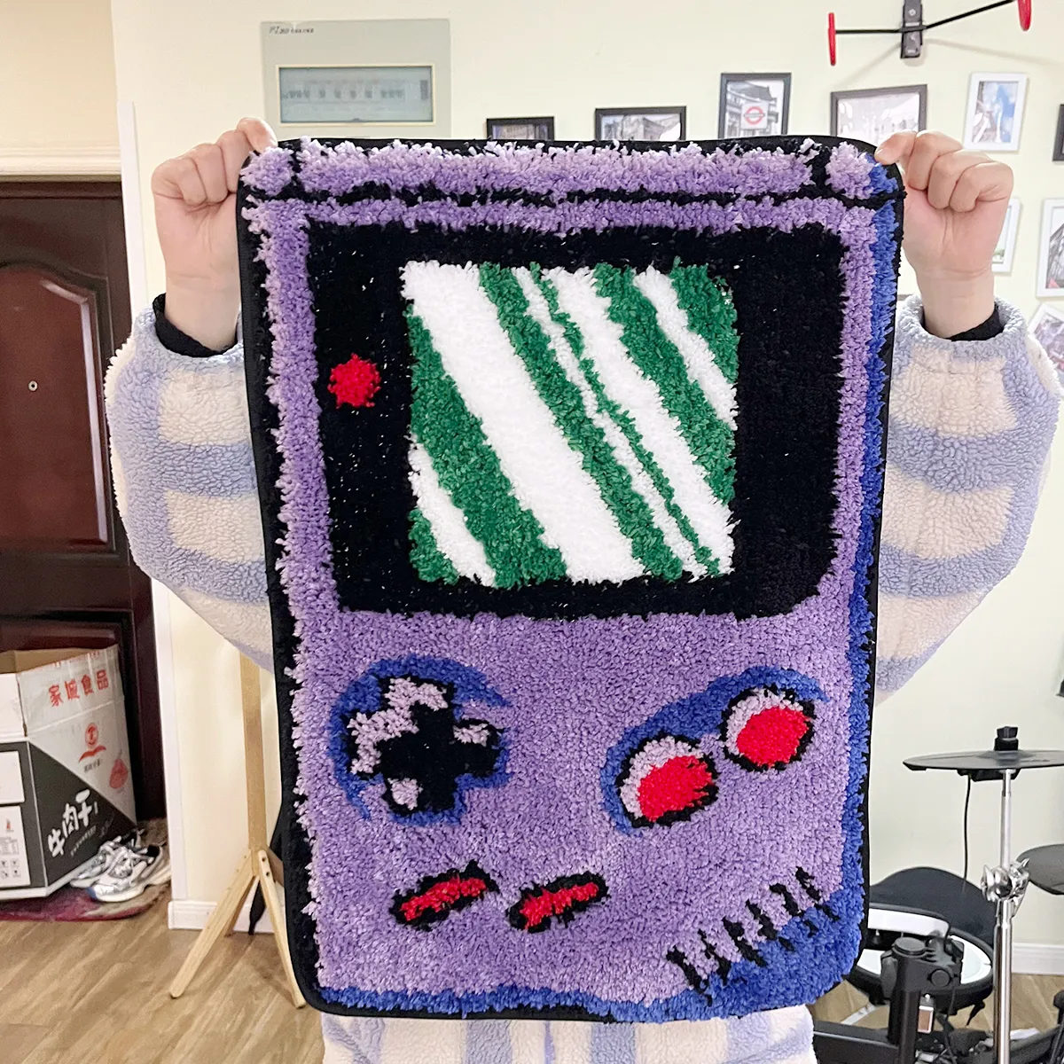 LAKEA Hand-held Game Device Tufted Rug - Retro Design, Classic Games, Soft Flocking Carpet, Anti-Slip Backing, Durable Construction, Vibrant Colors, Unique Gift Idea for Kids and Adults, Perfect for Game Room or Entryway, Nostalgic and Fun Home Decor Accent