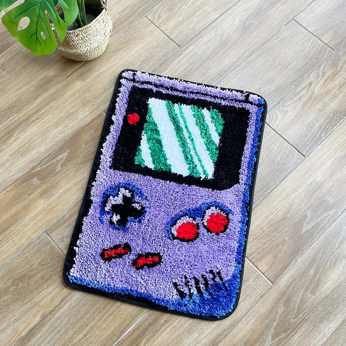 LAKEA Hand-held Game Device Tufted Rug - Retro Design, Classic Games, Soft Flocking Carpet, Anti-Slip Backing, Durable Construction, Vibrant Colors, Unique Gift Idea for Kids and Adults, Perfect for Game Room or Entryway, Nostalgic and Fun Home Decor Accent
