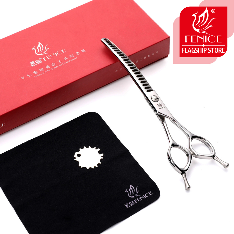 Fenice Professional Dog Grooming Shears - JP 440C Stainless Steel Curved Thinning Scissors Set for Precise & Effortless Cutting - 7.0/7.5 inch Size Options - Ergonomic Design for Comfort - Professional Grade Precision Grooming Tool with Easy Maintenance Features