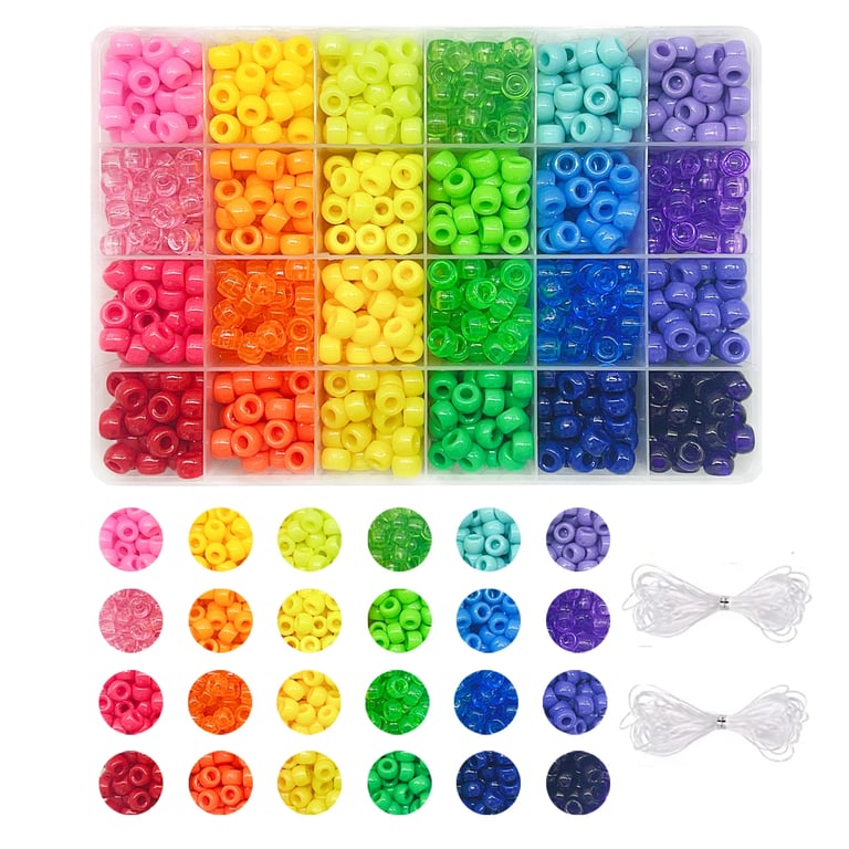 Premium 24-Color Rainbow Pony Beads Kit with 720pcs Plastic Beads and 980pcs Letter Beads for Personalized Friendship Bracelets - Ideal for Kandi Beads Projects, Festivals, and Gifts - High-Quality, Durable Materials for Crafters of All Ages