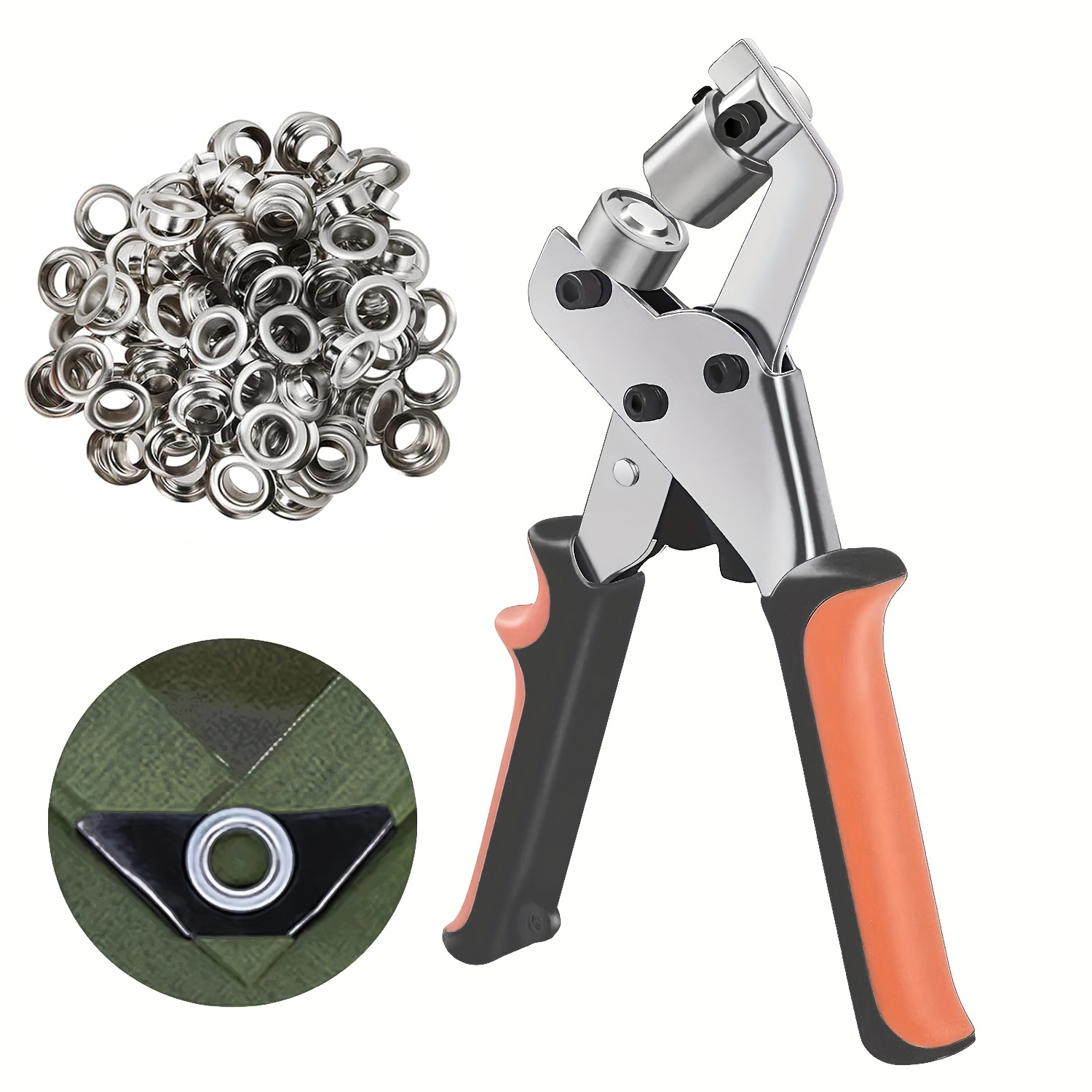 High-Quality Portable Grommet Tool Kit with Handheld Hole Punch Pliers for DIY Projects - Durable Hand Press Machine for Clothing Repairs, Leather Crafts, Banners, Curtains - Easy to Use with Silver Grommets - Compact and Lightweight Design for On-the-Go Crafting - Professional Results Guaranteed