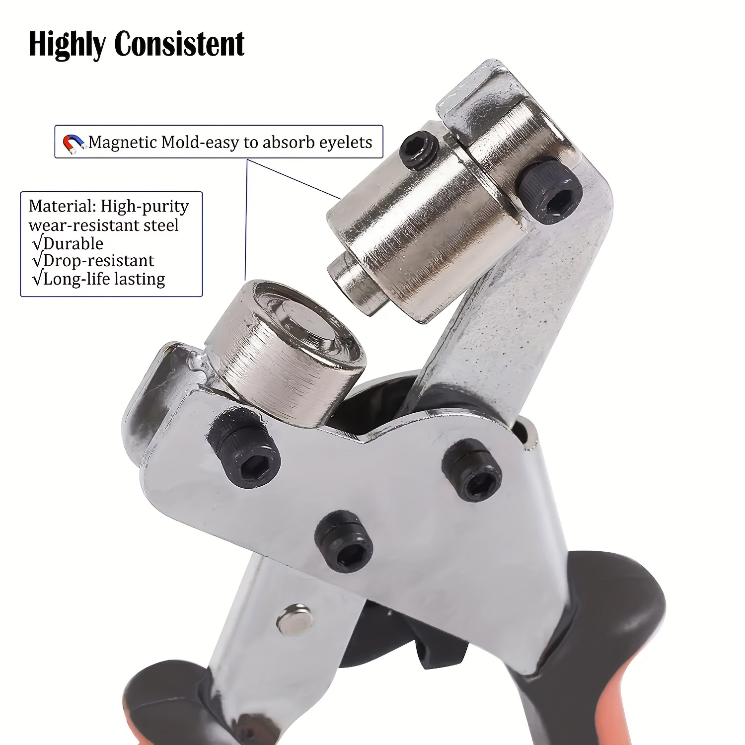 High-Quality Portable Grommet Tool Kit with Handheld Hole Punch Pliers for DIY Projects - Durable Hand Press Machine for Clothing Repairs, Leather Crafts, Banners, Curtains - Easy to Use with Silver Grommets - Compact and Lightweight Design for On-the-Go Crafting - Professional Results Guaranteed
