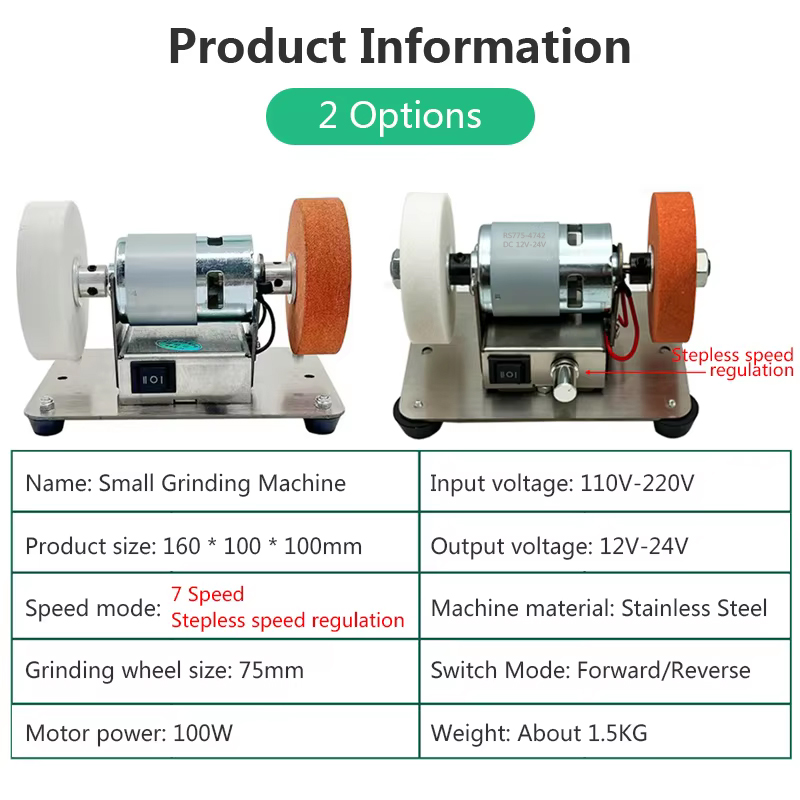 100W Motor Double Grinder Electric Grinding Wheel Machine with Durable Stone - Precision Grinding Tool for Sharpening and Polishing - Compact Portable Design for Workshops and DIY Enthusiasts