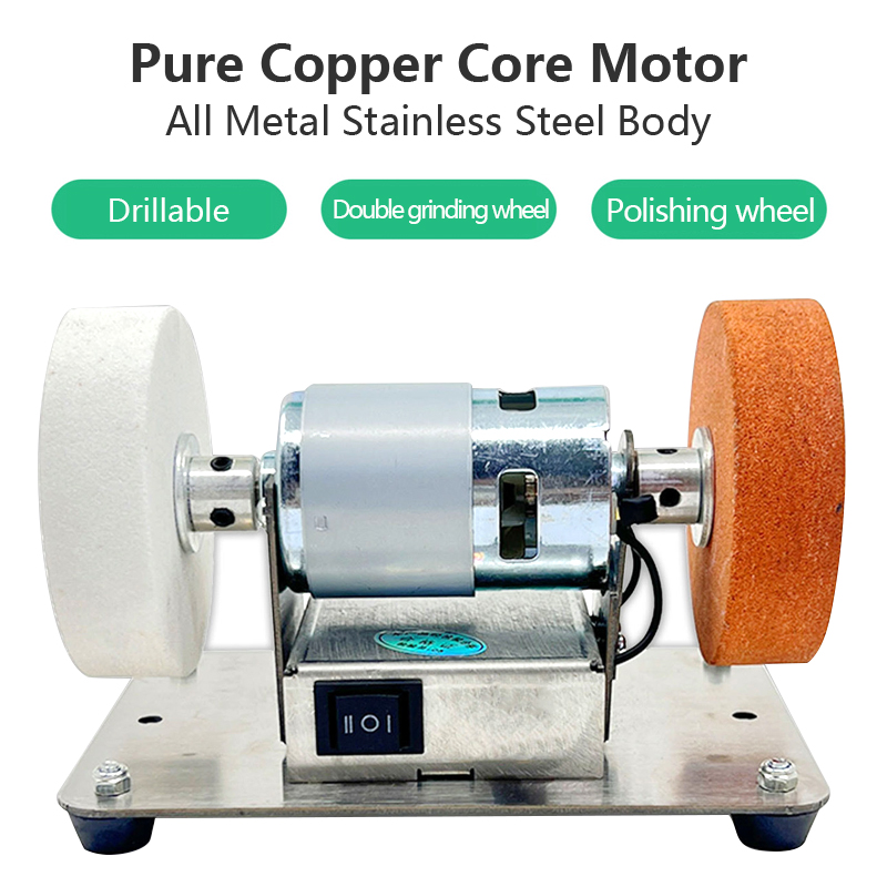 100W Motor Double Grinder Electric Grinding Wheel Machine with Durable Stone - Precision Grinding Tool for Sharpening and Polishing - Compact Portable Design for Workshops and DIY Enthusiasts