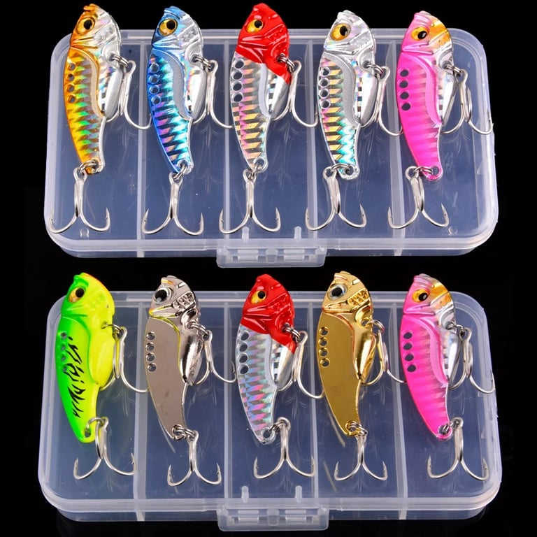 Aorace Metal VIB Fishing Lures Set - 5 Pieces with Varying Weights (3g, 7g, 10g, 15g, 20g) - Durable Hard Baits for Versatile Fishing - Realistic Design with Lifelike Patterns - Built-in Rattles and Vibration Mechanisms - Suitable for Casting, Trolling, Jigging - Must-Have for Anglers