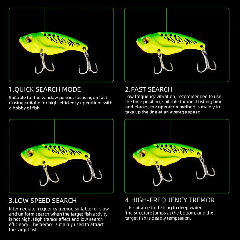 Aorace Metal VIB Fishing Lures Set - 5 Pieces with Varying Weights (3g, 7g, 10g, 15g, 20g) - Durable Hard Baits for Versatile Fishing - Realistic Design with Lifelike Patterns - Built-in Rattles and Vibration Mechanisms - Suitable for Casting, Trolling, Jigging - Must-Have for Anglers