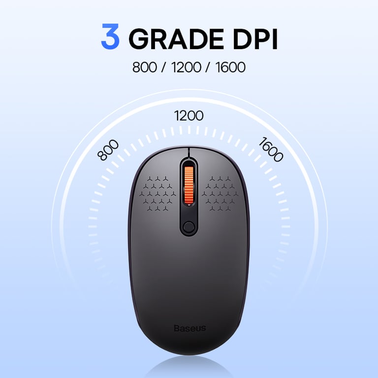 Baseus Bluetooth Mouse with 1600DPI Sensor, Silent Clicks, Ergonomic Design, and 2.4GHz USB Nano Receiver - Wireless Optical Mouse for Computer, Laptop, Tablet, MacBook - Advanced Bluetooth Technology for Stable Connection and Precise Tracking - Ideal for Work, Gaming, and Browsing