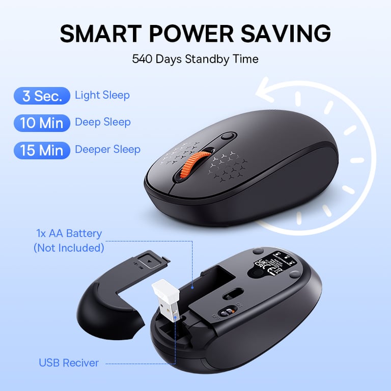 Baseus Bluetooth Mouse with 1600DPI Sensor, Silent Clicks, Ergonomic Design, and 2.4GHz USB Nano Receiver - Wireless Optical Mouse for Computer, Laptop, Tablet, MacBook - Advanced Bluetooth Technology for Stable Connection and Precise Tracking - Ideal for Work, Gaming, and Browsing