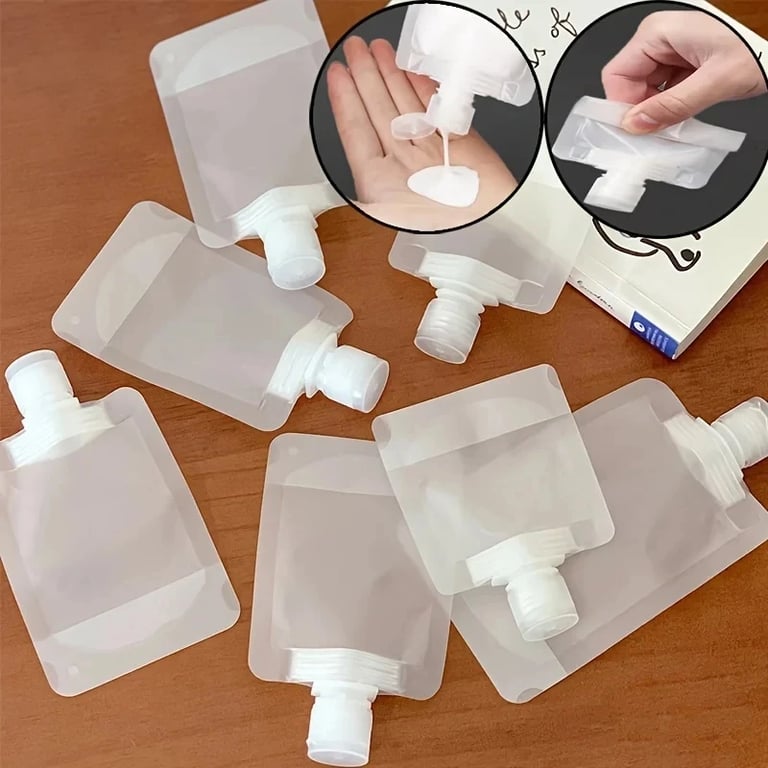 Leak-Proof Travel Bottles Set - 5pcs Refillable Squeeze Bags for Toiletries - Convenient and Lightweight Cosmetic Containers for Lotion, Shampoo - Transparent Design, Easy to Use - Reusable and Versatile Storage Solution for Travel and Everyday Use