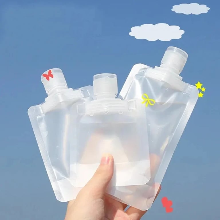Leak-Proof Travel Bottles Set - 5pcs Refillable Squeeze Bags for Toiletries - Convenient and Lightweight Cosmetic Containers for Lotion, Shampoo - Transparent Design, Easy to Use - Reusable and Versatile Storage Solution for Travel and Everyday Use