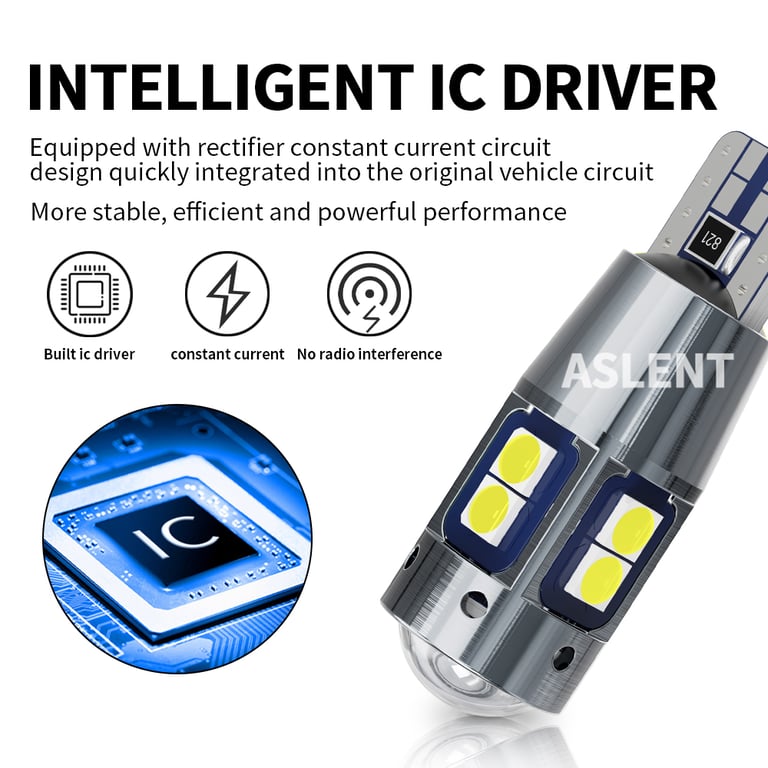 4Pcs W5W T10 LED Canbus Light Bulbs - Bright Ice Blue Interior Dome Lights for Car, Long-Lasting Energy Efficient Bulbs, Error-Free Installation, Wide Compatibility with Various Car Models, Enhance Visibility and Style with White Ice Blue Light Output