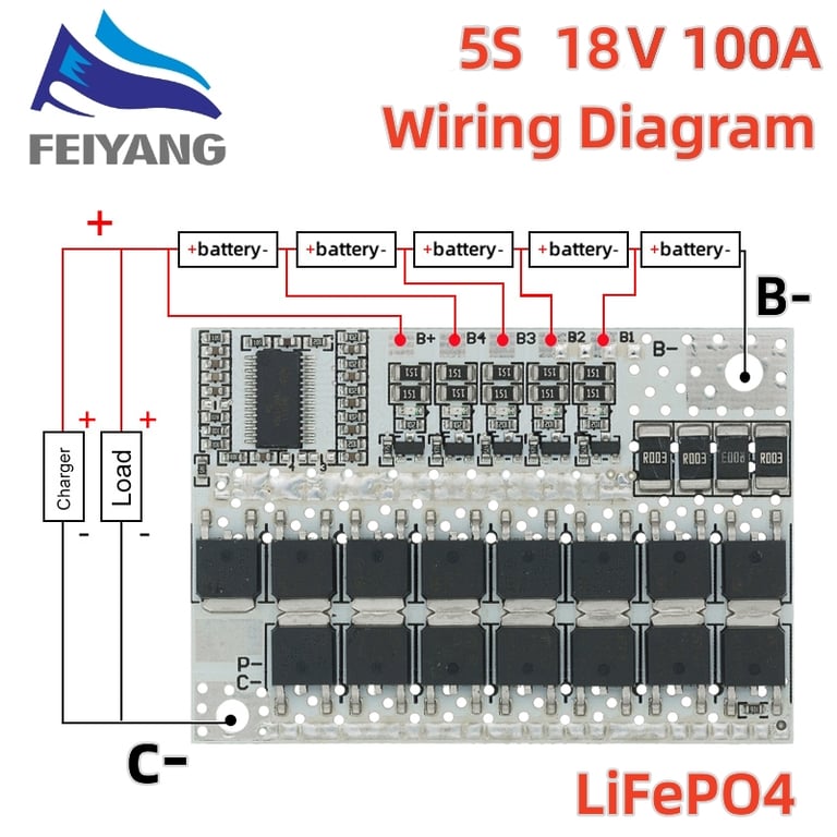 Advanced Lithium Battery Management BMS Circuit Board with Balance Charging - High-Quality Protection, Wide Voltage Compatibility, and 100A Amperage Handling - Ideal for Electric Vehicles and Portable Electronics
