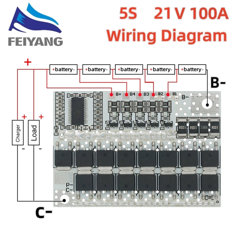 Advanced Lithium Battery Management BMS Circuit Board with Balance Charging - High-Quality Protection, Wide Voltage Compatibility, and 100A Amperage Handling - Ideal for Electric Vehicles and Portable Electronics