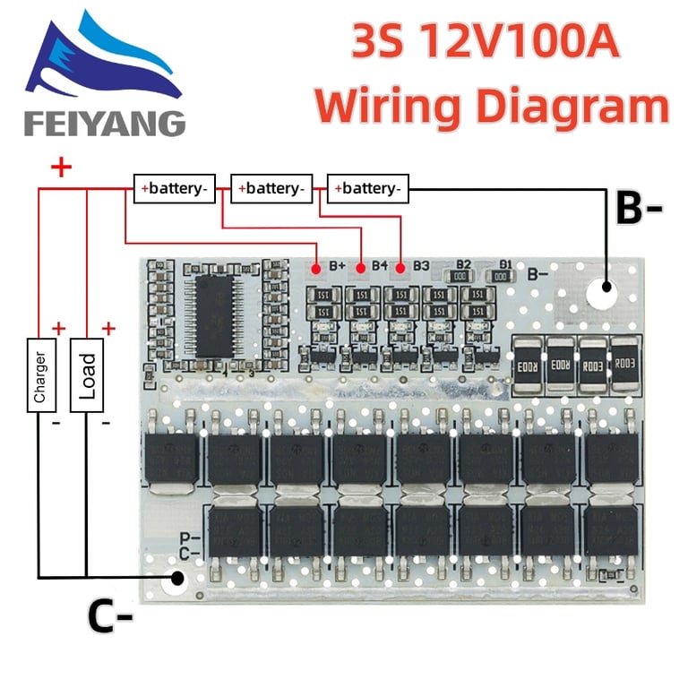 Advanced Lithium Battery Management BMS Circuit Board with Balance Charging - High-Quality Protection, Wide Voltage Compatibility, and 100A Amperage Handling - Ideal for Electric Vehicles and Portable Electronics