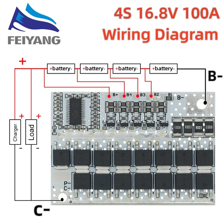 Advanced Lithium Battery Management BMS Circuit Board with Balance Charging - High-Quality Protection, Wide Voltage Compatibility, and 100A Amperage Handling - Ideal for Electric Vehicles and Portable Electronics