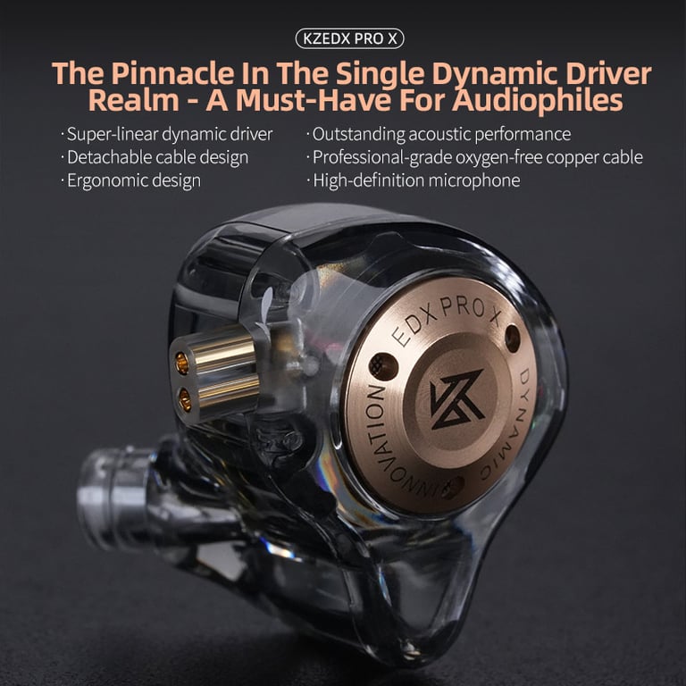 KZ EDX PRO X High-Quality Sound Dynamic Drivers Earphones - HIFI Audio, Comfortable Fit, Noise Cancelling, Durable Construction - Perfect for Music Lovers, DJs, Sports - Clear, Powerful Bass, Clarity, Precision, Long-Lasting Performance
